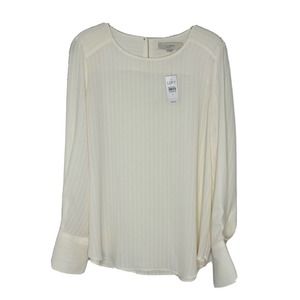 Ann Taylor Loft Women’s Ivory Crepe Long Sleeve Blouse Top Size M New